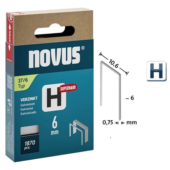 Novus tűzőkapocs H 37 SH szuperkemény 6mm 1870db