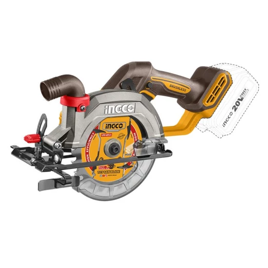INGCO Akkus körfűrész 140 mm szénkefe nélküli 20 V akku és töltő nélkül