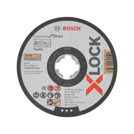 BOSCH vágókorong fémre 125x1,0x22,2mm inox egyenes WA 60 T BF X-LOCK