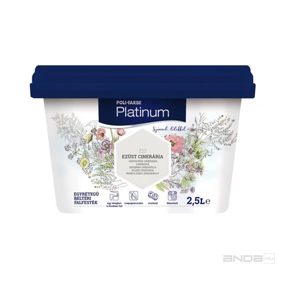 Poli-Farbe Platinum falfesték E10 ezüst cinerária 2,5L