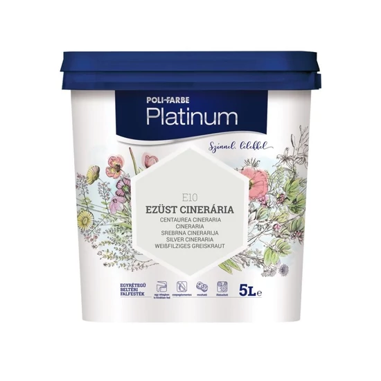 Poli-Farbe Platinum falfesték E10 ezüst cinerária 5L