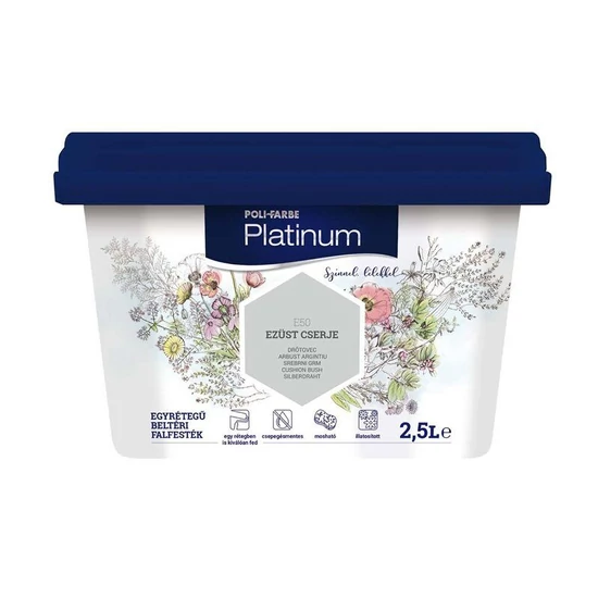 Poli-Farbe Platinum falfesték E50 ezüst cserje 2,5L