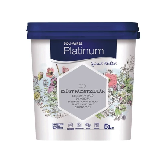 Poli-Farbe Platinum falfesték E35 ezüst pázsitszulák 5L