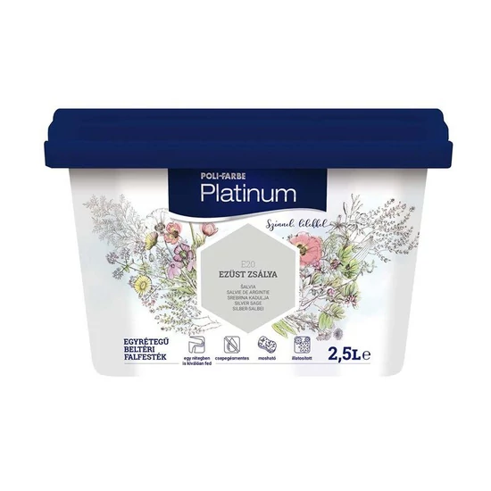 Poli-Farbe Platinum falfesték E20 ezüst zsálya 2,5L