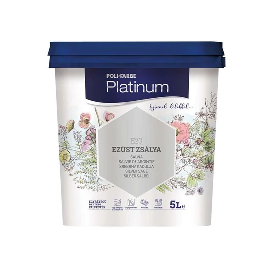 Poli-Farbe Platinum falfesték E20 ezüst zsálya 5L