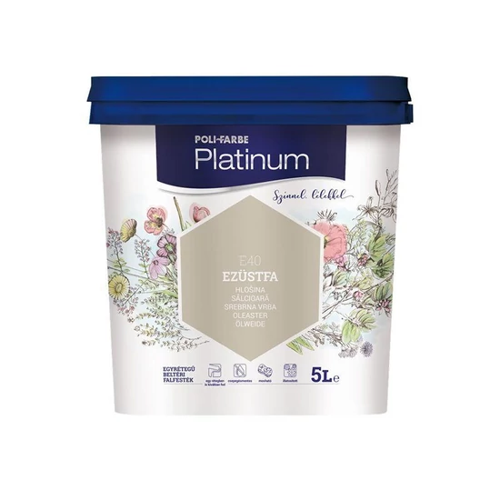 Poli-Farbe Platinum falfesték E40 ezüstfa 5L