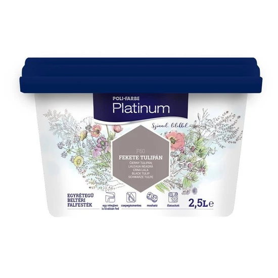 Poli-Farbe Platinum falfesték F60 fekete tulipán 2,5L