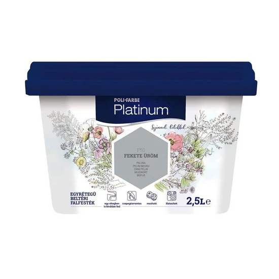 Poli-Farbe Platinum falfesték F50 fekete üröm 2,5L