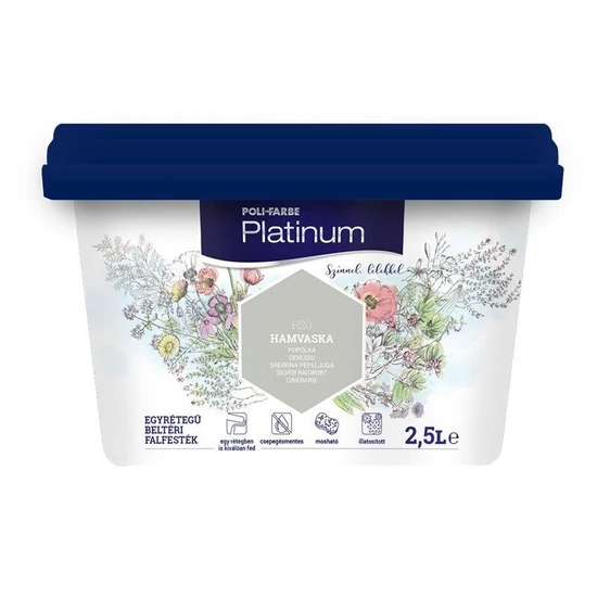Poli-Farbe Platinum falfesték H20 Hamvaska 2,5L