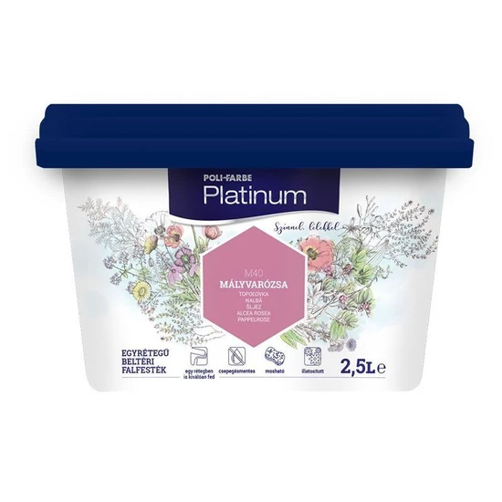 Poli-Farbe Platinum falfesték M40 mályvarózsa 2,5L