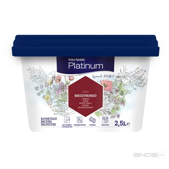 Poli-Farbe Platinum falfesték M80 meggybordó 2,5L