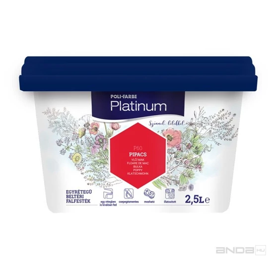 Poli-Farbe Platinum falfesték P60 pipacs 2,5L