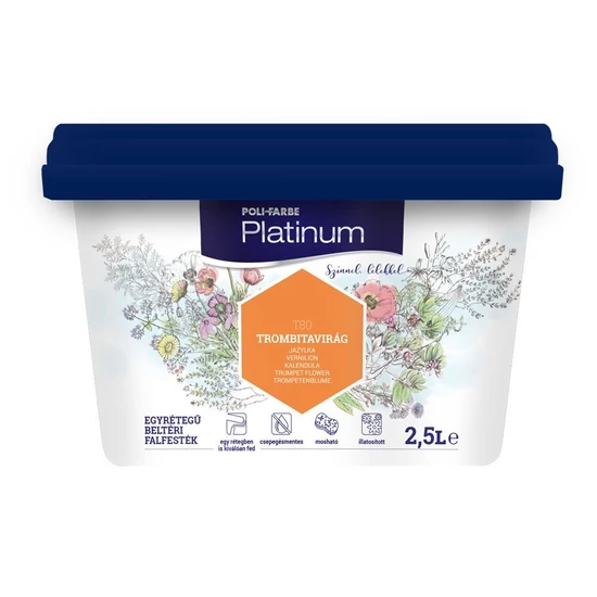 Poli-Farbe Platinum falfesték T80 trombitavirág 2,5L
