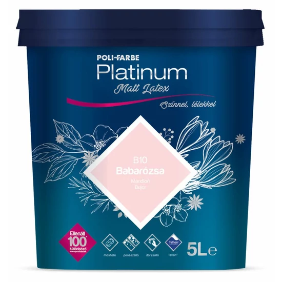 Poli-Farbe Platinum matt latex falfesték B10 babarózsa 5L