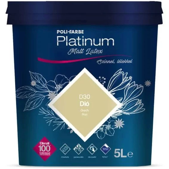 Poli-Farbe Platinum matt latex falfesték D30 dió 5L