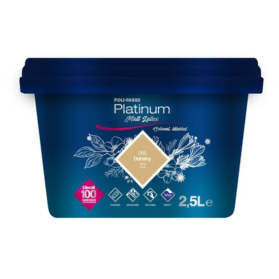 Poli-Farbe Platinum matt latex falfesték D50 dohány 2,5L