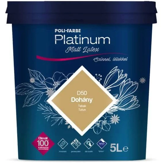 Poli-Farbe Platinum matt latex falfesték D50 dohány 5L