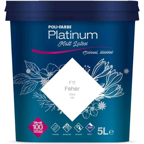Poli-Farbe Platinum matt latex falfesték F11 fehér 5L