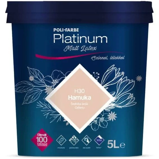 Poli-Farbe Platinum matt latex falfesték H30 hamuka 5L