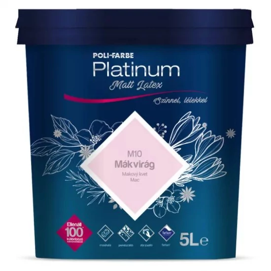 Poli-Farbe Platinum matt latex falfesték M10 mákvirág 5L