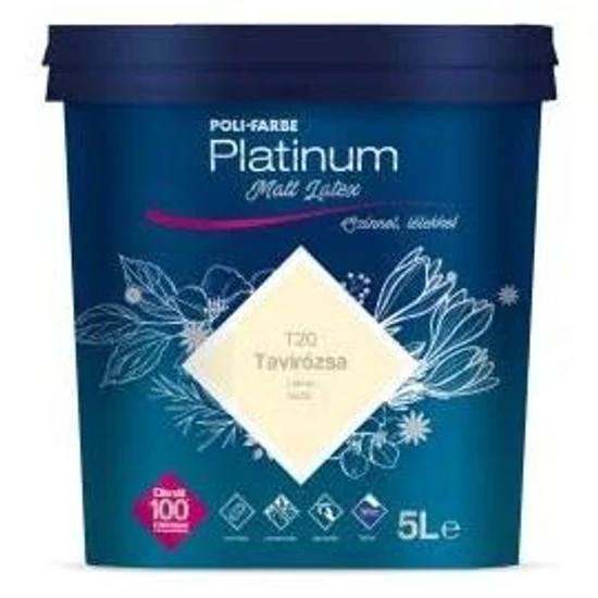 Poli-Farbe Platinum matt latex falfesték T20 tavirózsa 5L