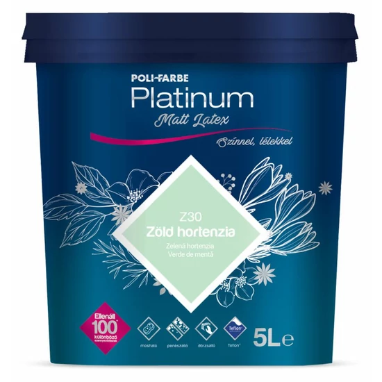 Poli-Farbe Platinum matt latex falfesték Z30 zöld hortenzia 5L