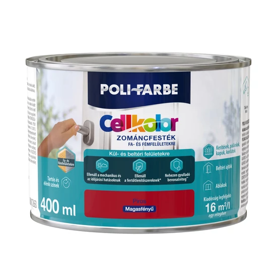 Poli-Farbe Cellkolor mf. zománcfesték piros 0,4L