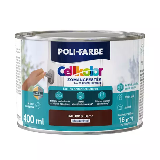 Poli-Farbe Cellkolor mf. zománcfesték RAL 8016 barna 0,4L