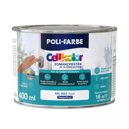 Poli-Farbe Cellkolor mf. zománcfesték RAL 9003 fehér 0,4L