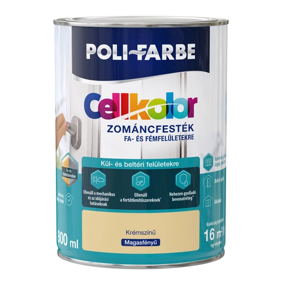 Poli-Farbe Cellkolor mf. zománcfesték krémszínű 0,8L