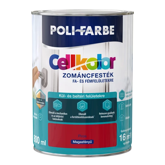 Poli-Farbe Cellkolor mf. zománcfesték piros 0,8L