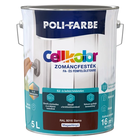 Poli-Farbe Cellkolor mf. zománcfesték RAL 8016 barna 5L