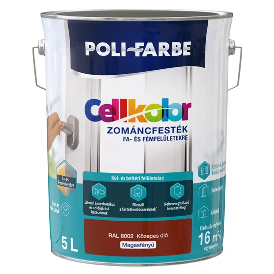 Poli-Farbe Cellkolor mf. zománcfesték RAL 8002 közepes dió 5L