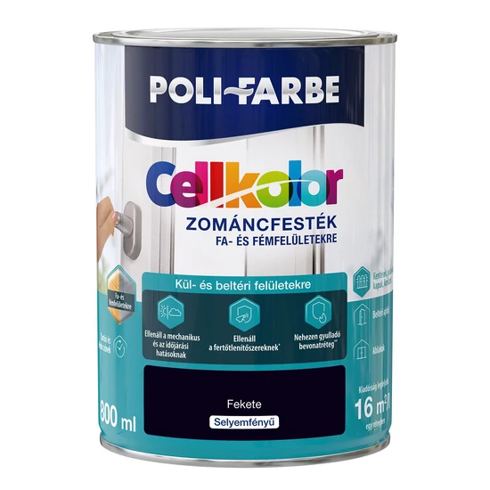 Poli-Farbe Cellkolor sf. zománcfesték fekete 0,8L
