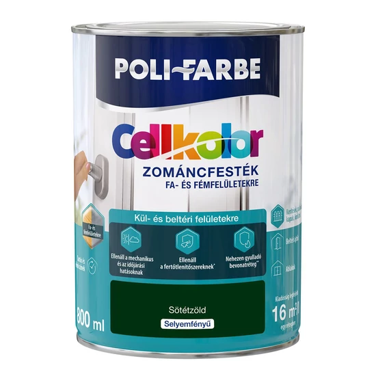 Poli-Farbe Cellkolor sf. zománcfesték sötétzöld 0,8L