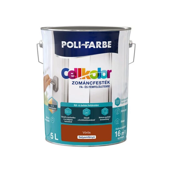 Poli-Farbe Cellkolor sf. zománcfesték vörös 5L