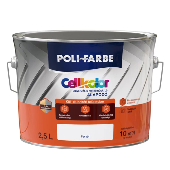 Poli-Farbe Cellkolor univerzális korróziógátló alapozó fehér 2,5L