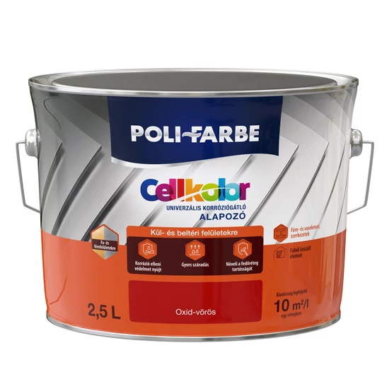 Poli-Farbe Cellkolor univerzális korróziógátló alapozó oxid-vörös 2,5L