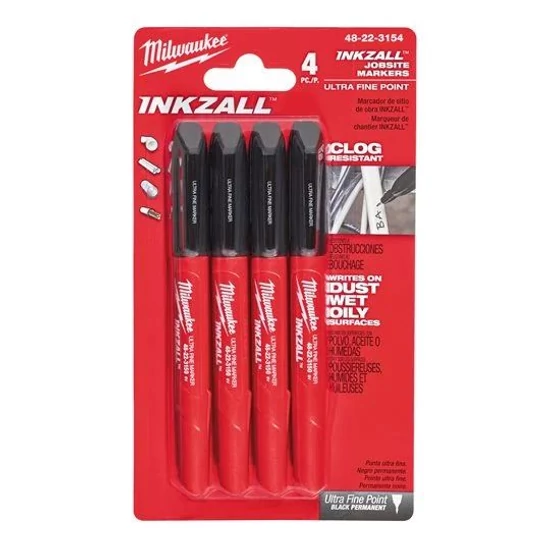 Milwaukee INKZALL jelölő filc szett 0,6mm fekete 4db/csomag