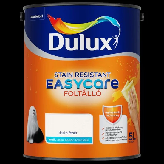 Dulux EasyCare foltálló falfesték tiszta fehér 5 L