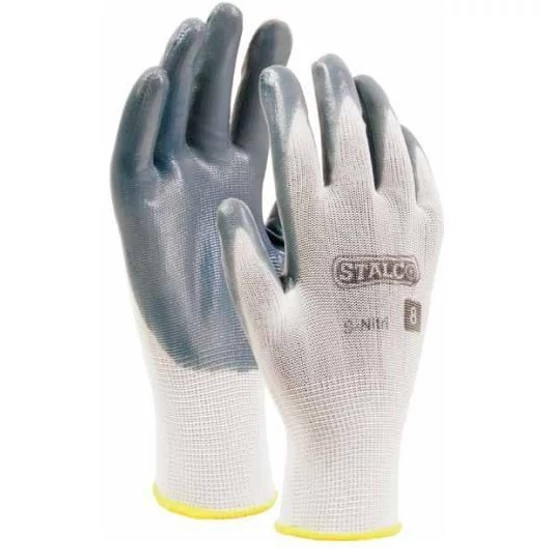 Stalco S-Nitri Eco tenyérmártott poliészter kesztyű szürke 8