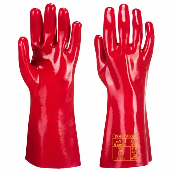 Portwest PVC hosszúszárú kesztyű A435 piros XL