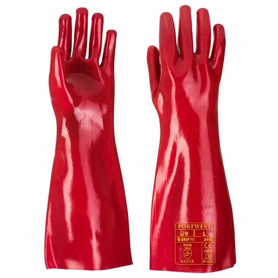 Portwest PVC A445 hosszúszárú kesztyű A445 piros XL
