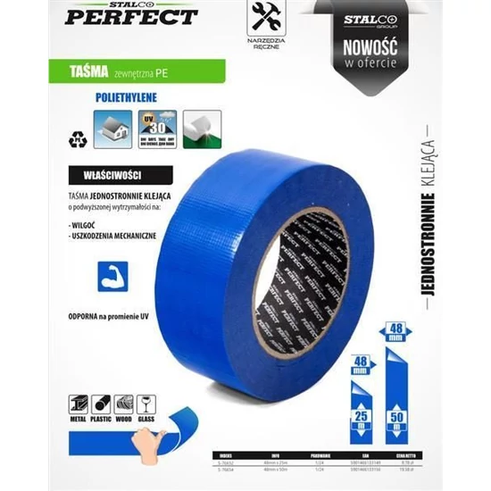 Stalco Perfect maszkoló szalag kültéri, kék, vizálló, UV álló, PE 48mmx25m
