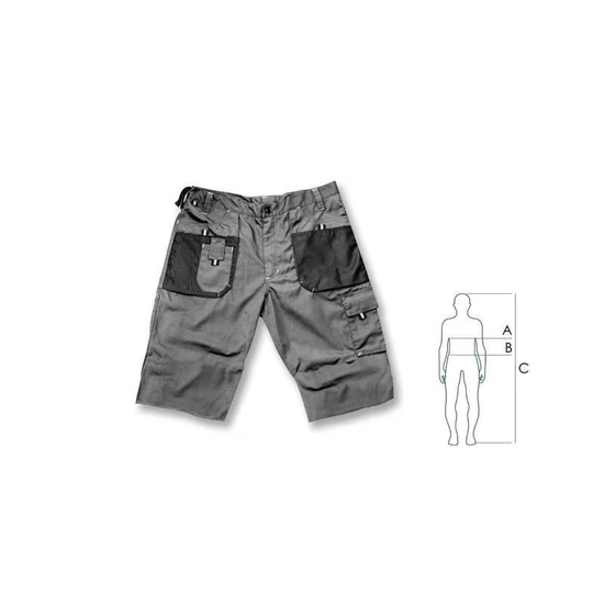 Stalco Basic Line Grey rövid munkanadrág szürke-fekete 2XL