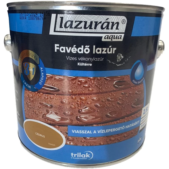 Trilak Lazurán aqua favédő lazúr 3in1 cédrus 2,5L