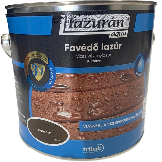 Trilak Lazurán aqua favédő lazúr 3in1 mogyoró 2,5L