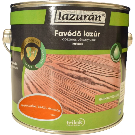 Trilak Lazurán oldószeres favédő lazúr 3in1 brazil mahagóni 2,5L