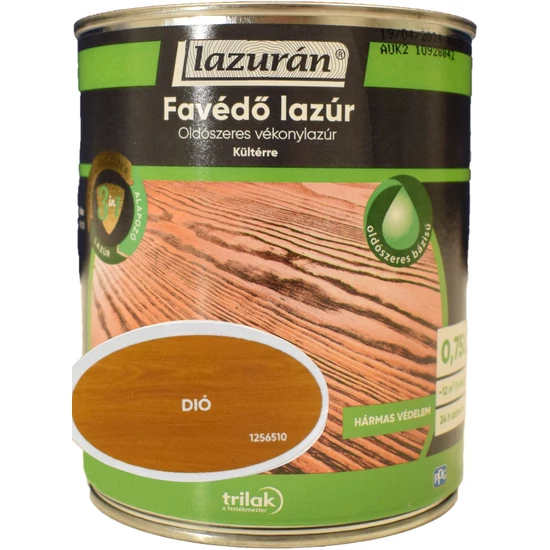 Trilak Lazurán oldószeres favédő lazúr 3in1 dió 0,75L
