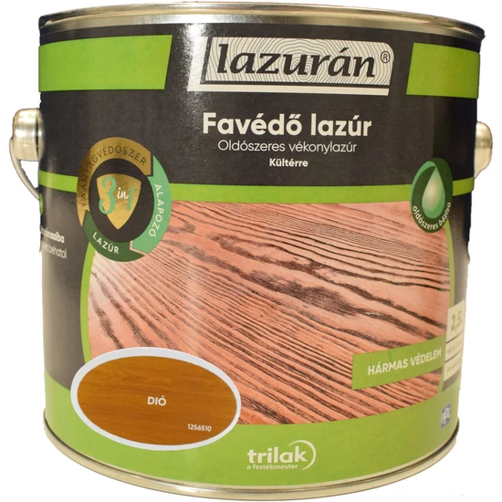 Trilak Lazurán oldószeres favédő lazúr 3in1 dió 2,5L